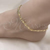 Oro Laminado Basic Anklet, Gold Filled Style Mariner Design, Diamond Cutting Finish, Golden Finish, 04.63.1417.10