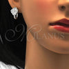 Sterling Silver Earring and Pendant Adult Set, with White Cubic Zirconia, Polished, Rhodium Finish, 10.175.0041