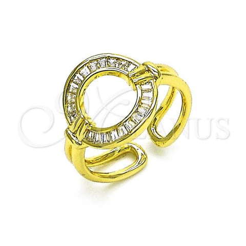 Oro Laminado Multi Stone Ring, Gold Filled Style Baguette Design, with White Cubic Zirconia, Polished, Golden Finish, 01.341.0111
