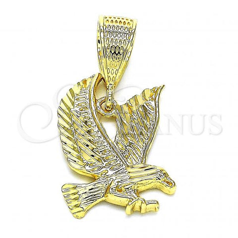 Oro Laminado Fancy Pendant, Gold Filled Style Eagle Design, Diamond Cutting Finish, Golden Finish, 5.180.006.1