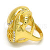 Oro Laminado Multi Stone Ring, Gold Filled Style Greek Key Design, with White Crystal, Polished, Golden Finish, 01.241.0029.08 (Size 8)