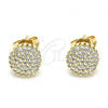 Oro Laminado Stud Earring, Gold Filled Style with White Micro Pave, Polished, Golden Finish, 02.344.0100