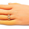 Oro Laminado Multi Stone Ring, Gold Filled Style Curb Design, Polished, Golden Finish, 01.310.0030