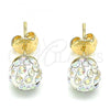 Oro Laminado Stud Earring, Gold Filled Style with Aurore Boreale Crystal, Polished, Golden Finish, 02.63.2707.3