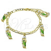 Oro Laminado Charm Bracelet, Gold Filled Style San Judas and Figaro Design, Polished, Tricolor, 03.351.0161.2.08