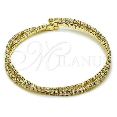 Oro Laminado Individual Bangle, Gold Filled Style with White Cubic Zirconia, Polished, Golden Finish, 07.284.0003