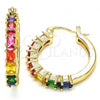 Oro Laminado Small Hoop, Gold Filled Style with Multicolor Cubic Zirconia, Polished, Golden Finish, 02.210.0283.4.25