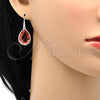 Rhodium Plated Dangle Earring, Teardrop Design, with Padparadscha Swarovski Crystals, Polished, Rhodium Finish, 02.239.0016