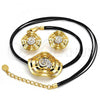 Oro Laminado Necklace and Earring, Gold Filled Style Spiral and Leaf Design, Polished, Two Tone, 06.59.0112.1