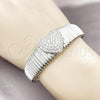 Rhodium Plated Individual Bangle, Heart Design, with White Cubic Zirconia, Polished, Rhodium Finish, 07.60.0006.1.04