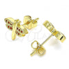 Oro Laminado Stud Earring, Gold Filled Style Dragon-Fly Design, with Garnet Micro Pave, Polished, Golden Finish, 02.156.0470.2