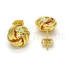 Oro Laminado Stud Earring, Gold Filled Style Love Knot Design, Polished, Golden Finish, 02.63.2371
