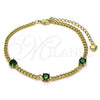 Oro Laminado Fancy Bracelet, Gold Filled Style with Green Cubic Zirconia, Polished, Golden Finish, 03.213.0161.07