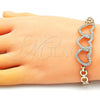 Oro Laminado Fancy Bracelet, Gold Filled Style Heart Design, with White Micro Pave, Polished, Golden Finish, 03.283.0213.07