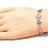 Sterling Silver Fancy Bracelet, with Sapphire Blue and White Cubic Zirconia, Polished, Rhodium Finish, 03.369.0004.07
