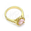 Oro Laminado Multi Stone Ring, Gold Filled Style with Pink Cubic Zirconia, Polished, Golden Finish, 01.284.0045.08