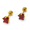 Stainless Steel Stud Earring, Star Design, with Garnet Cubic Zirconia, Polished, Golden Finish, 02.271.0006.2