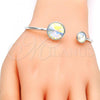 Rhodium Plated Individual Bangle, with Aurore Boreale Swarovski Crystals, Polished, Rhodium Finish, 07.239.0003.4 (03 MM Thickness, One size fits all)
