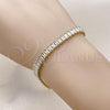 Oro Laminado Tennis Bracelet, Gold Filled Style Baguette Design, with White Cubic Zirconia, Polished, Golden Finish, 03.130.0005.5.07
