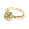 Oro Laminado Elegant Ring, Gold Filled Style Flower Design, Diamond Cutting Finish, Golden Finish, 01.233.0002.07 (Size 7)