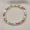 Oro Laminado Fancy Bracelet, Gold Filled Style Guadalupe Design, Polished, Tricolor, 03.411.0076.08