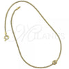 Oro Laminado Pendant Necklace, Gold Filled Style Rat Tail Design, with White Micro Pave, Polished, Golden Finish, 04.63.0002