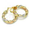 Oro Laminado Small Hoop, Gold Filled Style Brushed Finish, Tricolor, 5.149.005.25