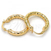 Oro Laminado Small Hoop, Gold Filled Style Hollow Design, Diamond Cutting Finish, Golden Finish, 02.170.0044.25