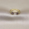 Oro Laminado Multi Stone Ring, Gold Filled Style Heart Design, with Amethyst Cubic Zirconia, Polished, Golden Finish, 01.341.0076.2