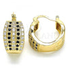 Oro Laminado Small Hoop, Gold Filled Style with Black and White Cubic Zirconia, Polished, Golden Finish, 02.210.0286.2.20