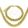 Oro Laminado Necklace and Bracelet, Gold Filled Style Ball and Hollow Design, Polished, Golden Finish, 06.253.0006