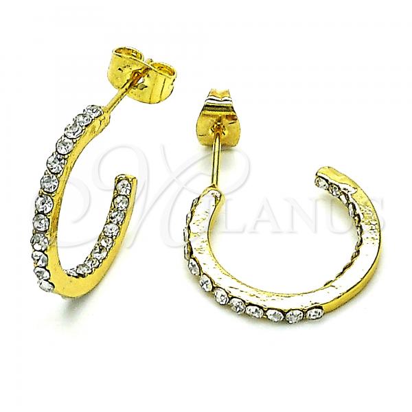 Oro Laminado Small Hoop, Gold Filled Style with White Crystal, Polished, Golden Finish, 02.379.0056.1.20