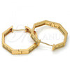 Oro Laminado Huggie Hoop, Gold Filled Style with White Micro Pave, Polished, Golden Finish, 02.213.0012.30