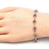 Oro Laminado Fancy Bracelet, Gold Filled Style Evil Eye Design, Red Resin Finish, Golden Finish, 5.039.006.08