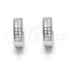 Sterling Silver Huggie Hoop, with White Micro Pave, Polished, Rhodium Finish, 02.175.0030.12