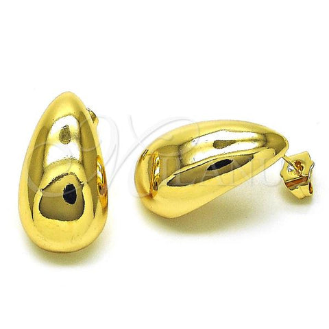 Oro Laminado Stud Earring, Gold Filled Style Chunky Design, Polished, Golden Finish, 02.122.0122