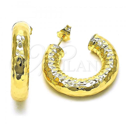 Oro Laminado Medium Hoop, Gold Filled Style Hollow Design, Diamond Cutting Finish, Golden Finish, 02.163.0195.30