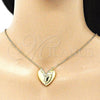 Oro Laminado Pendant Necklace, Gold Filled Style Heart Design, Polished, Golden Finish, 04.156.0406.18