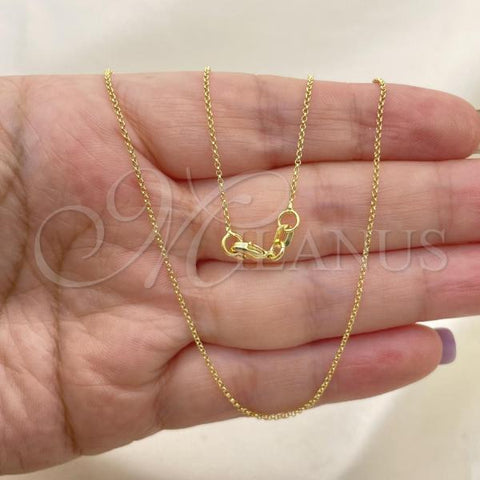Oro Laminado Basic Necklace, Gold Filled Style Rolo Design, Polished, Golden Finish, 04.02.0020.18