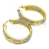 Oro Laminado Medium Hoop, Gold Filled Style Guadalupe Design, Polished, Tricolor, 02.380.0098.40