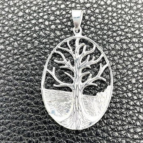 Sterling Silver Fancy Pendant, Tree Design, Polished, Silver Finish, 05.392.0058