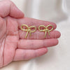 Oro Laminado Stud Earring, Gold Filled Style Bow and Twist Design, Diamond Cutting Finish, Golden Finish, 02.341.0207