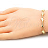 Oro Laminado Fancy Bracelet, Gold Filled Style Elephant and Heart Design, Polished, Golden Finish, 03.326.0016.07