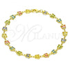 Oro Laminado Fancy Anklet, Gold Filled Style Butterfly Design, with Multicolor Crystal, Polished, Golden Finish, 03.386.0012.10