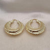 Oro Laminado Medium Hoop, Gold Filled Style Hollow Design, Diamond Cutting Finish, Golden Finish, 02.196.0108.40