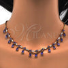 Oro Laminado Necklace and Earring, Gold Filled Style Teardrop Design, with Amethyst and White Cubic Zirconia, Polished, Golden Finish, 06.221.0011