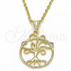 Oro Laminado Fancy Pendant, Gold Filled Style Tree and Filigree Design, Polished, Golden Finish, 05.09.0063