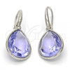 Rhodium Plated Dangle Earring, Teardrop Design, with Provence Lavander Swarovski Crystals, Polished, Rhodium Finish, 02.239.0016.7