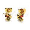 Oro Laminado Stud Earring, Gold Filled Style Butterfly Design, with Multicolor Cubic Zirconia, Polished, Golden Finish, 02.387.0023.2