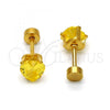 Stainless Steel Stud Earring, Heart Design, with Peridot Cubic Zirconia, Polished, Golden Finish, 02.271.0009.5
